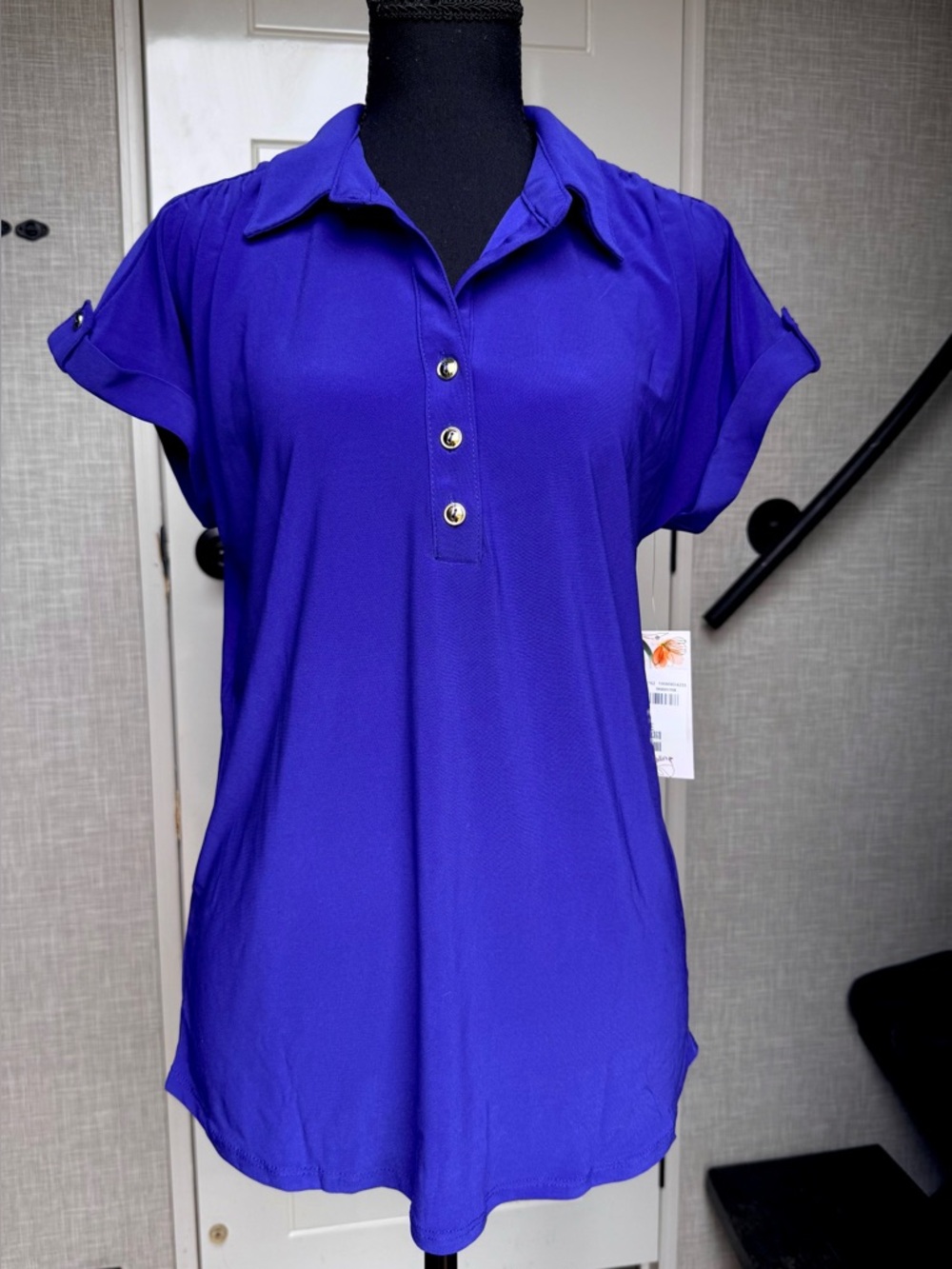 Women's Short Sleeve Blouse - Royal Blue